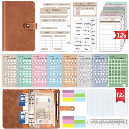 2024 Budget Planner tyska – bugetplanerare tyska startset med 8 sparbössor – finansplanerare hushållsbok – pengar arrangör sparbuch – Cash Stuffing – Budget Binder A6 – Spara med kuvertmetod