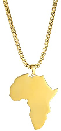 UNIFT Afrikanische Karten-Halskette für Damen und Herren, Edelstahl, minimalistisch, ethnisch, schick, Afrika, Mutterland, Kontinent, Umriss-Anhänger, Halskette, Hip-Hop-Schmuck