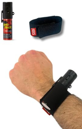 Pfefferspray 15ml Protect Anti-Dog Breitstrahl mit Armband Halterung Holster für Pfefferspray