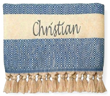 Arthi XXL Hamamtuch Strandtuch Personalisiert, Saunatuch, Badetuch, 100x180cm, 100% Baumwolle, für Wellness, Yoga, Fitness, Sport, Geburtstagsgeschenk, (Marineblau)