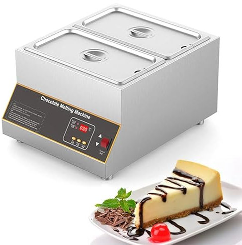 DMMFTERL Derretidor de Chocolate Profesional de 32 a 203 ℉, Calentador de Alimentos con Capacidad para 2 Tanques, máquina de derretir Chocolate para Uso Comercial en el hogar