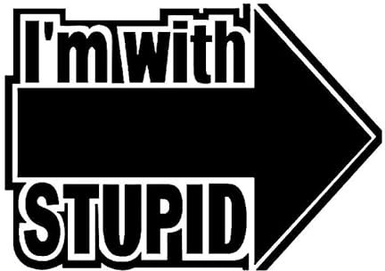 JIFENLI Car Sticker 12.7CM*9CM I'm with Stupid Arrows Vinyl Decal Safety Car Sticker Black Silver