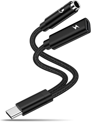 GiGreen USB C to 3.5mm Jack Audio and Charger Headphone Adapter Splitter | 2 in 1 Aux to USB C Headphone Adapter and Charger for Samsung S26/S25/S24/S23/S22/A56/A36/A17 iPhone 17 16 15 Series