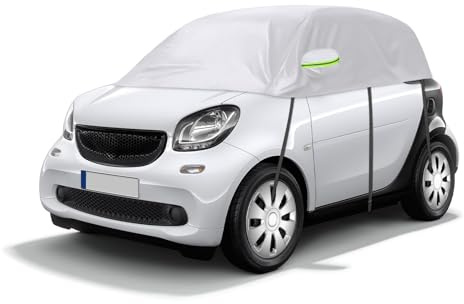 Mezza Copertura per Auto Compatibile con Smart Fortwo 2006-2025, Impermeabile Telo Copriauto per Auto Telone Contro Sole Neve Argento