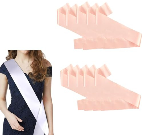 HSTWODE 10 Stück Schärpe Leere Schärpe Schärpe Bedrucken DIY Plain Satin Sash Individuelle Schärpe Blank Satin Schärpen Deko Schärpe Bride Für Hochzeit Party (Champagner)