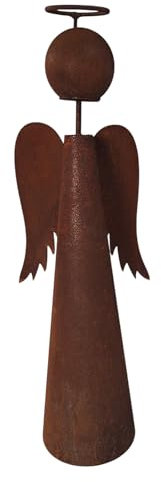 Bornhöft Statuette de jardin ange en métal patiné 3D - Décoration de jardin rouillée - Décoration funéraire - Décoration de jardin - Entrée