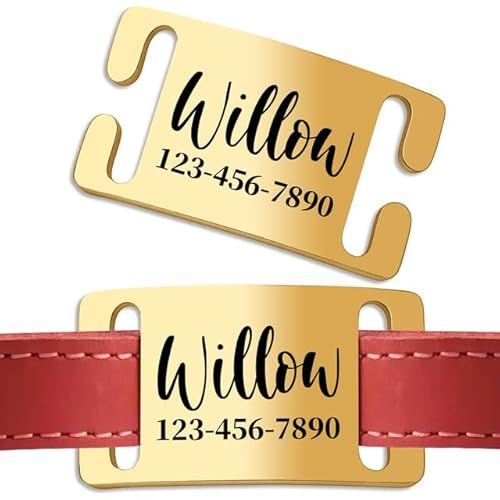 Personalisierte Hundemarke mit Gravur | Adressanhänger für Hunde & Katzen | Stilvolles Hunde-Namensschild für Halsband | Leise Slide-On Design