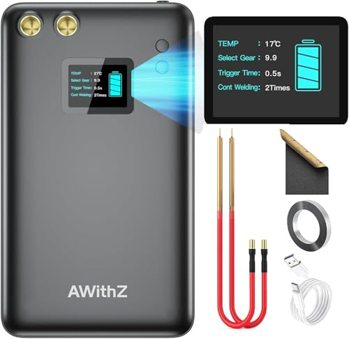 Akku Punktschweißgerät, AWithZ Tragbares Punktschweißgerät für Akkus mit 11000mAh,1,5-Zoll-LCD,99Gang Mini Punktschweißgerät zum Reparieren/Auswechseln/Selbstbauen von Akkupacks