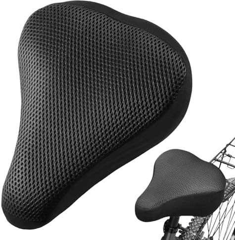 Fahrradsattel Überzug, Fahrrad Sattelbezug 23x20 cm, Sattelüberzug Gepolstert Aus Schwamm, Universelles Fahrradsitzkissen, Weich Atmungsaktiver für Meisten Fahrräder Wie Rennrad, Mountainbike (Black)
