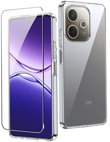 CAUHENYEE Trasparente Cover per OPPO A5 Pro 5GCustodia, con 1 Pezzi Schermo in Vetro Temperato, Cover Sottile e Morbida in TPU Trasparente