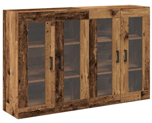 vidaXL Wall Cabinets 2 pcs Old Wood 69.5 x 34 x 90 cm Engineered Wood, Living Room Storage Unit, Rectangular Modern Cabinets, Durable Wall, Stylish Organizer for Small Spaces