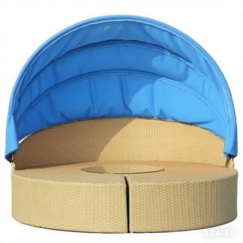 Rundes Ersatzdach Für Sonneninsel, Runder Baldachin-Bezug Für 167 cm Große Outdoor-Tagesbetten, Ersatz Für Tagesbetten, Passend Für Korb-Sonnenliegen, Kein Werkzeug Erforderlich-Blue