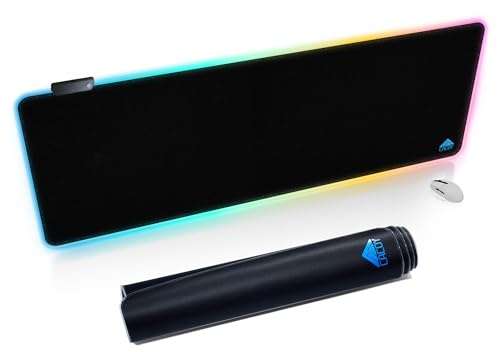 Cacoy 1400x500mm Großes RGB Gaming Mauspad,Erweitertes LED Computer-Mauspad | Premium Übergröße Mausmatte mit 9 Beleuchtungs-Modi LED,Vernähte Kanten,Rutschfester Gummibasis Schreibtischunterlage,Schwarz