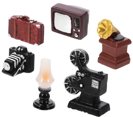 MAGICLULU Miniature Vintage Phonograph Décor Phonograph Model pour Maison Poupée Accessoire Électrique Facile à Utiliser Décoration Intérieure et Miniature Objet Photo Prop Compact et