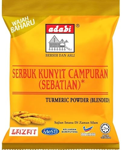 Adabi - Polvere di curcuma mista 100 g, spezia orientale premium, Turmeric Powder Blended, cucina asiatica autentica Halal