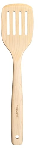 Fiskars Folken Pfannenwender mit Schlitzen | Spatel für beschichtetes Kochgeschirr, Länge 30 cm, FSC-zertifiziertes Ahornholz, 1075686