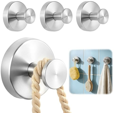 4 Packs Suction Cup Hooks for Shower, Heavy-Duty Wreath Hangers for Front Door, No Drill Glass Door Shower Suction Hooks No Damage for Walls Bathroom Kitchen Window Mirror Tile Towel Coat Robe Loofah