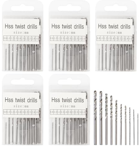 Dagran 50 Stück Kleine Holzbohrer 0.8-3.0mm HSS Mini Spiralbohrer Mikrobohrer Set für Präzisionsbohrungen Reparaturen im Haushalt Schnitzen Lochen DIY für Holz Kunststoff Edelstahl Aluminium Metal
