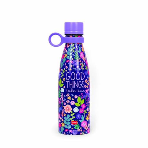 Legami - Bottiglia Termica Hot&Cold, Flowers, 500 ml, Chiusura ermetica, 12 Ore Bevande calde 24 Ore fredde, Manico in Silicone rimovibile, in Acciaio inox, senza BPA