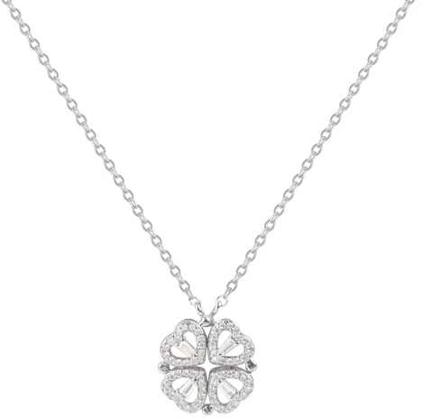 LjFrexia Kleeblatt Kette Damen, Magnetische Herzkette, Herz Vierblättriges Kleeblatt Glückskette,