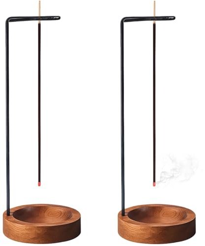 2 Pcs Incense Holder, 25.5x9cm Upside Down Wooden Incense Stick Holders, Incense Cone Holder with Wood Base Metal Clip, Incense Stick Holders for Home Yoga Spa Meditation Tea Use