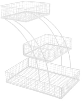 Cenz-888 Fruit Rack 3 Tier Fruit Basket Bowl Iron Vegetable for Kitchen Counter Wire(White)