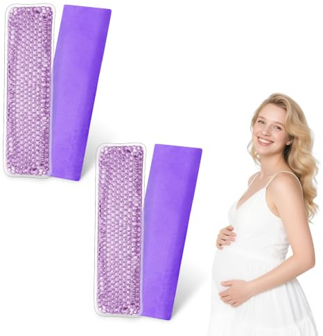 AYBUY Compresa de refrigeración para el parto postparto, 2 Paquetes de hielo perineal reutilizable posparto con mangas, Alta Absorción, las molestias después del parto (morado)