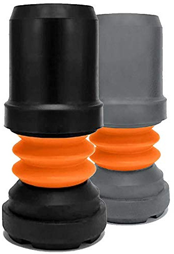 Flexyfoot Shock Absorbing Walking Stick Ferrules - Choice of Sizes & Colours Available Here – Improves Grip, Improves Safety, Reduces Slips, Reduces Shock – 22mm Black – Pack of 2