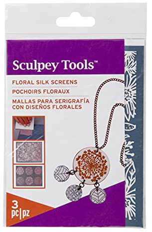 Sculpey AS2003 Siebdruck-Set, Blumenmuster, Floral, c1