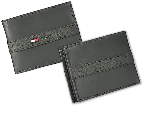 Tommy Hilfiger Herren-Geldbörse, Leder, dreifach faltbar, Oxford, Schwarz