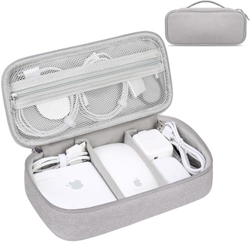Lacdo Elektronische Kabeltasche Storage Organizer Hülle Tragetasche Organizer Bag für USB-Flash-Laufwerke, SD-Karte, Apple Pencil 1/2, Kopfhörer, USB-Kabel, MacBook-Netzteil, Zubehörtasche, Grau
