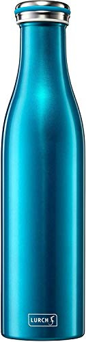 Lurch 240861 Isolierflasche/Thermoflasche für heiße und kalte Getränke aus doppelwandigem Edelstahl 0,75l,wasserblau