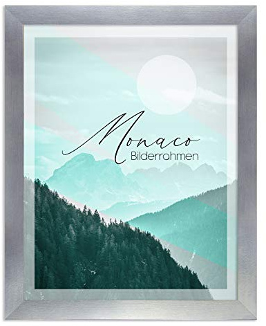 BIRAPA Monaco Bilderrahmen 50x70 cm Alu Geschliffen - Bilderrahmen Metall Optik, Alu Gebürstet Rahmen, Posterrahmen, Wechselrahmen