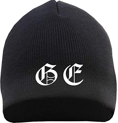 sostex GE Beanie Mütze - Altdeutsch - Bestickt - Strickmütze Wintermütze Gelsenkirchen Mütze Einheitsgröße Schwarz