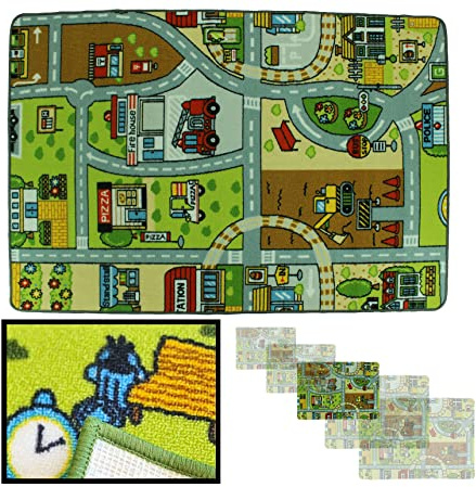 LucaHome - Alfombra Infantil Plegable Carretera con Circuito Coches, Juegos, Ciudad - Base Antideslizante y Acolchada - 140 x 200cm