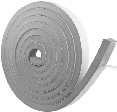 Nastro autoadesivo in schiuma grigio, 25mm(larghezza) x10mm(Spessore), guarnizione in gomma per porte e finestre, resistente alle intemperie, anti-collisione, isolamento acustico, lunghezza totale 5m