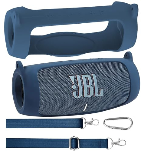 co2CREA Silicone Case for JBL Charge 5 WiFi and Bluetooth Speaker | Portable Ultra-light Protective Sleeve with Carabiner and Detachable Shoulder Strap