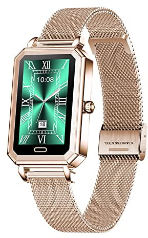Smart Watch Ladies Sport Bracciale Bluetooth Impermeabile Cardiofrequenzimetro Monitoraggio del sonno Fitness Tracker Pedometro Calorie Moda Orologio da polso Per IOS Android (Cinturino in acciaio)