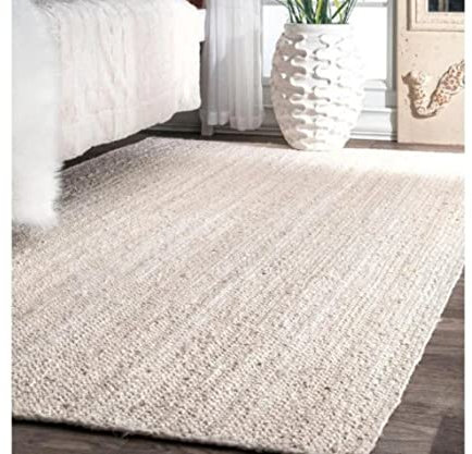 Tapis carré tressé à la main en jute naturelle - Agro plus riche pour chambre à coucher, cuisine, salon - Style rustique - 240 x 240 cm - Blanc