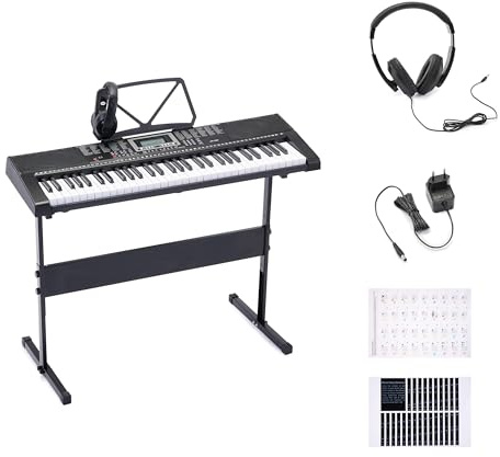 Amazon Basics Portable Electric Keyboard Piano with 61 Full Size Keys, Built-in Speakers, Songs for Learning, Digital Piano, Black