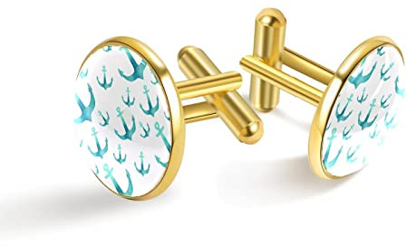 Grüner Anker Klassische Edelstahl-Manschettenknöpfe für Herren, Hemd-Manschettenknöpfe, Schmuck, Business-Hochzeitsgeschenke, golden