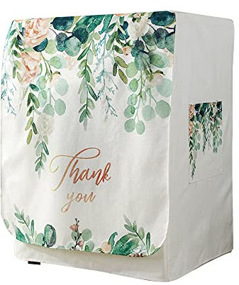 Odot Washer Dustproof Cover Front Load, Washing Machine Dryer Protector Sunscreen Waterproof Tumble Dryer Case Protective Cover for Most Front Loadi (Eucalyptus 1,M-capacity 8-9kg)