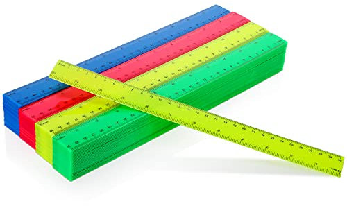 100 Pcs 12 Inch Rulers Bulk Plastic Kid Ruler for Back to School Supplies