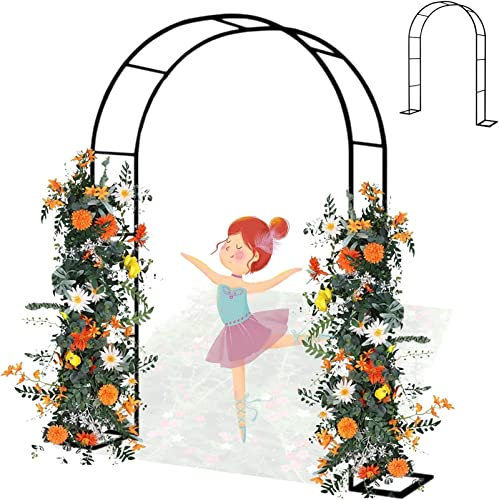 Arche Jardin Aluminium Largeur, Arche À Rosiers Métal, Filet À Plantes Grimpantes, Filet de Treillis, pour Récolte de Concombres, Légume, Vignes, Plantes Grimpantes,180x220x40CM