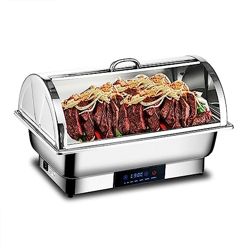 Set Buffet Scaldavivande, Scaldavivande in Acciaio Inox, Scaldavivande Roll-top, Scaldavivande Scaldavivande con Coperchio, Riscaldamento Elettrico, Regolazione Della Temperatura al Tocco (Color : 1P