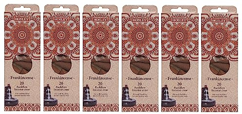 Hosley Frankincense Backflow Brown Incense Cones, Long Lasting Aroma for Positivity & Pure Air, Wood Powder, Aromatherapy for Stress Relief, Air Purifier & Cleansing, Gift Set - Pack of 120 Cones