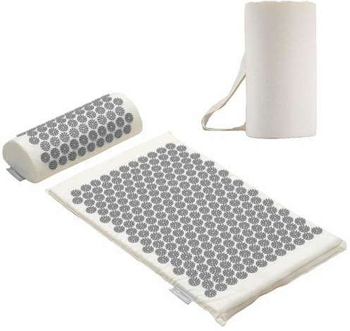 Fitleap Akupressurmatte mit Kissen, Massagematte zur wohltuenden Entspannung | Stimulation der Muskulatur, Akupunktur Matte zur möglichen Linderung von Rückenschmerzen, Nackenschmerzen und Migräne