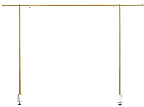 Supernic Tall Over The Table Rod Stand with Clamps Adjustable 135-250cm Gold Metal Table Arch Stand Table Clamp Stand Hanging Rail Party Stands for Decorations Wedding Anniversary (Gold)
