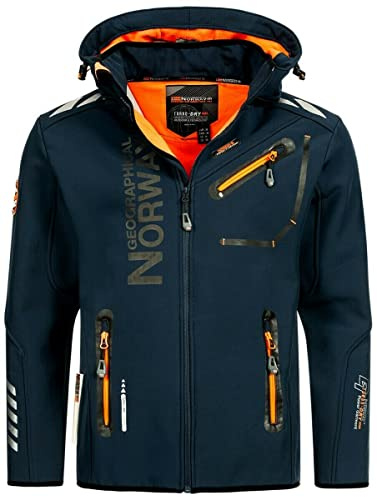 Geographical Norway Herren Herbst Winter Jacke Softshell Jacke Outdoor Regen Übergangs, Farbe:Navy, Größe:XXL