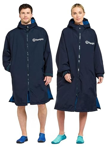 FREESPIRIT Unisex Aquarobe Pro Waterproof Jacket with Hood, Fleece Lining & 2 Zipped Pockets (UK, Alpha, S, M, Regular, Regular, Blue)